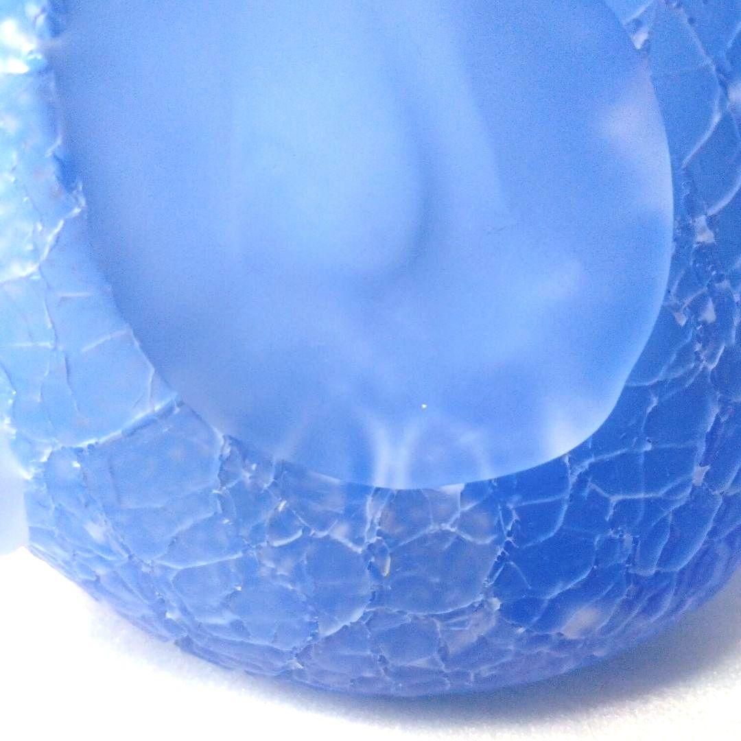 岩田　ガラス　優しい青　銀箔　工房　作家１点もの　花器　アート