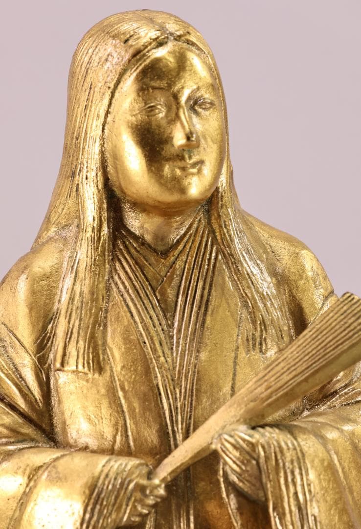 文化功労者 圓鍔勝三作 純金箔仕上 ブロンズ像 紫式部像 8.7kg　銅製