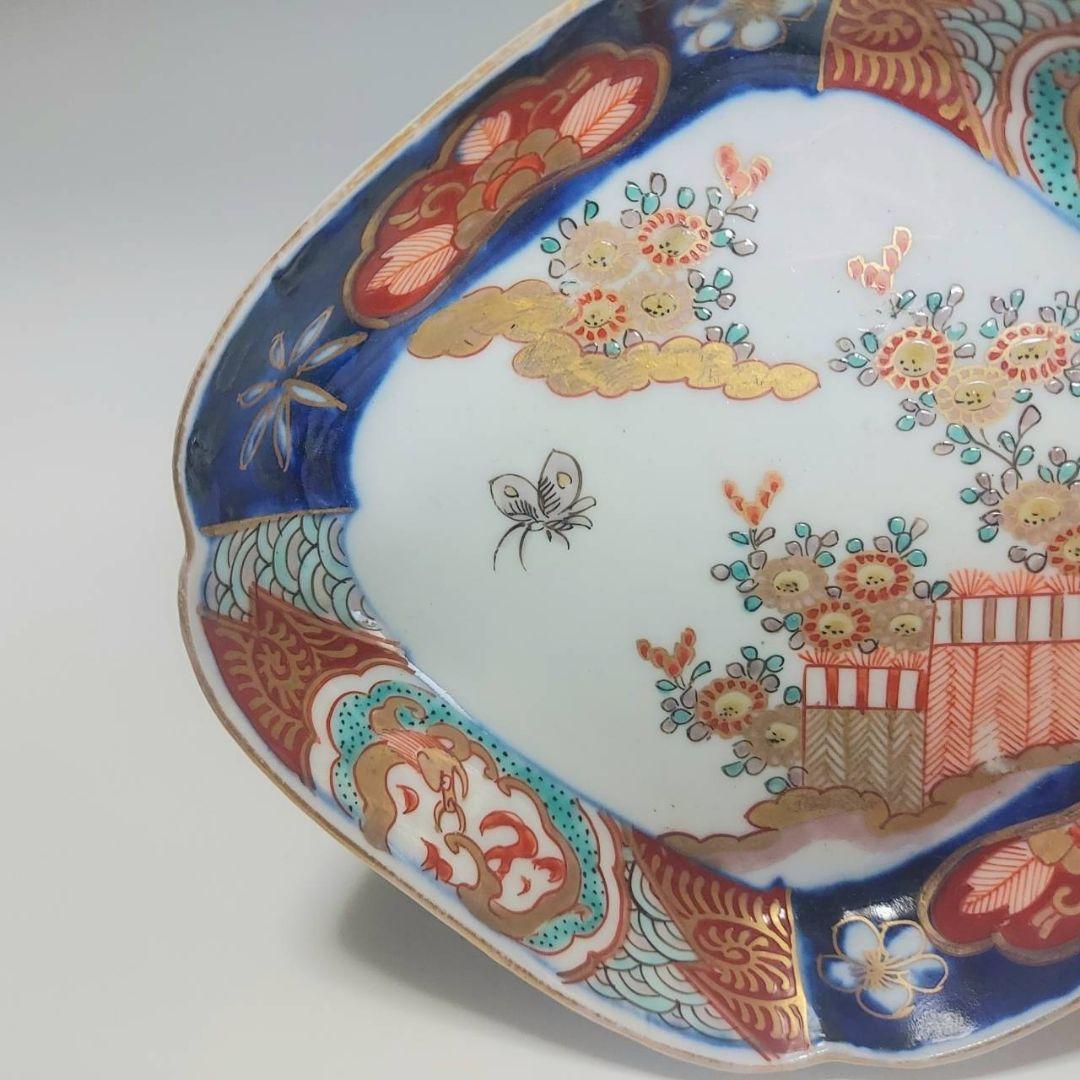 24-1261 古伊万里色絵金彩　変形皿