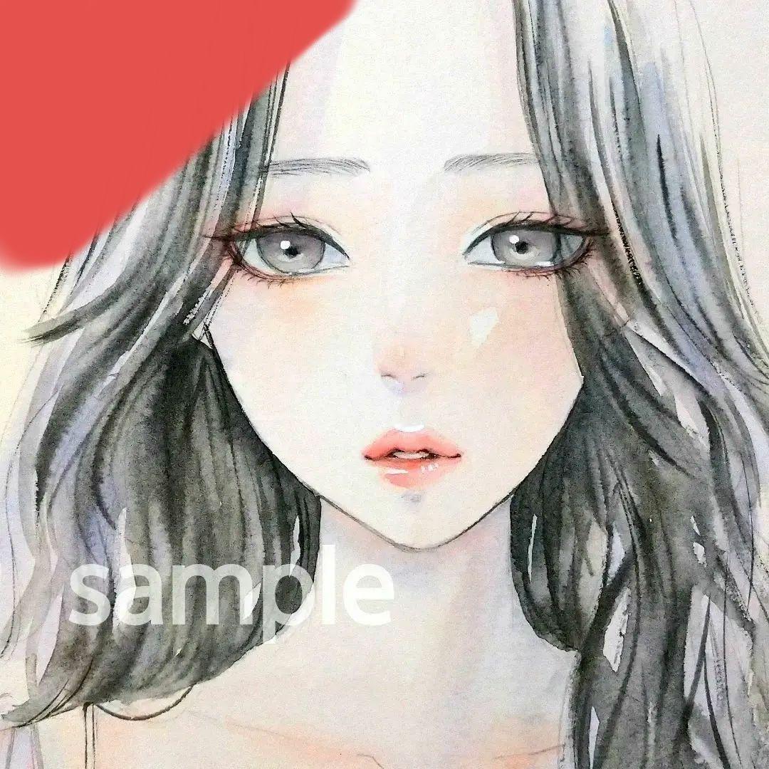 手描きイラスト　肉筆原画　美人画　2543A