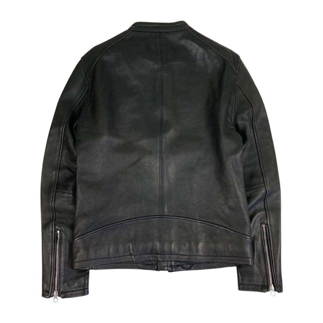 02M796◯ HARE ブラック 羊革 シングル ライダース レザージャケット