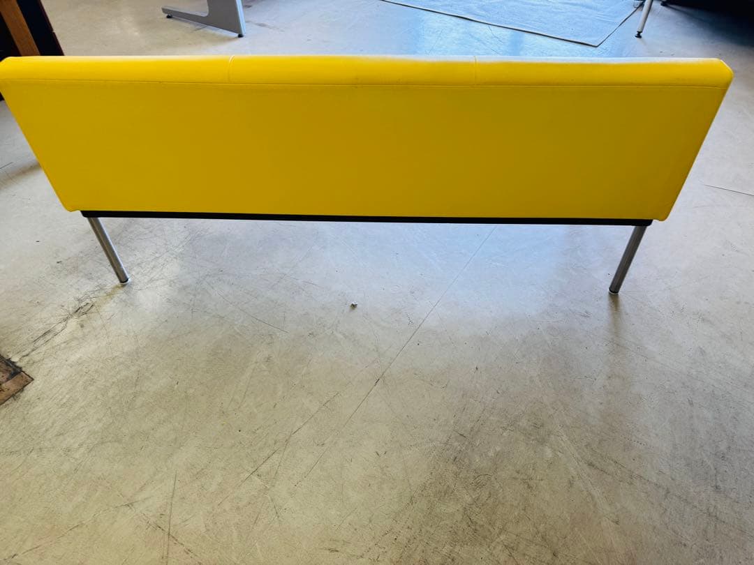 福岡発　長椅子　ベンチ　幅150ｃｍ　ロビーチェア 待合室ソファ 黄色 ソフト