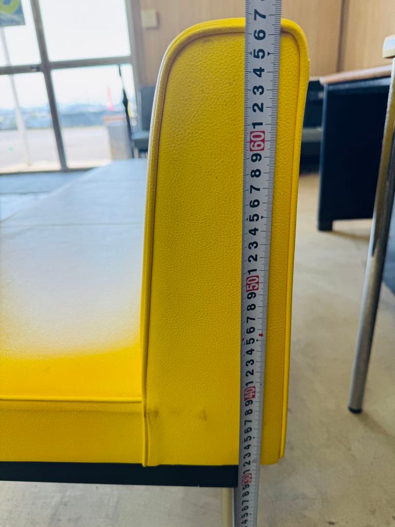 福岡発　長椅子　ベンチ　幅150ｃｍ　ロビーチェア 待合室ソファ 黄色 ソフト