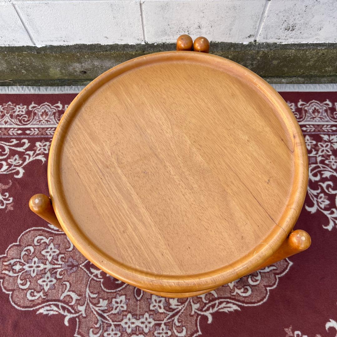 北欧デザイン 古家具◾️木製サイドテーブル キャスター付き ワゴン