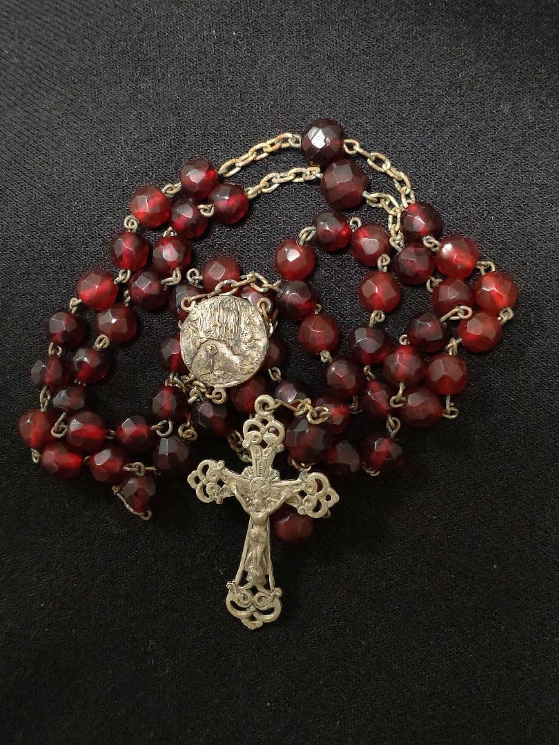 ◎K049-ロザリオ【ルビー】【ビンテージ】【お値引対象品】