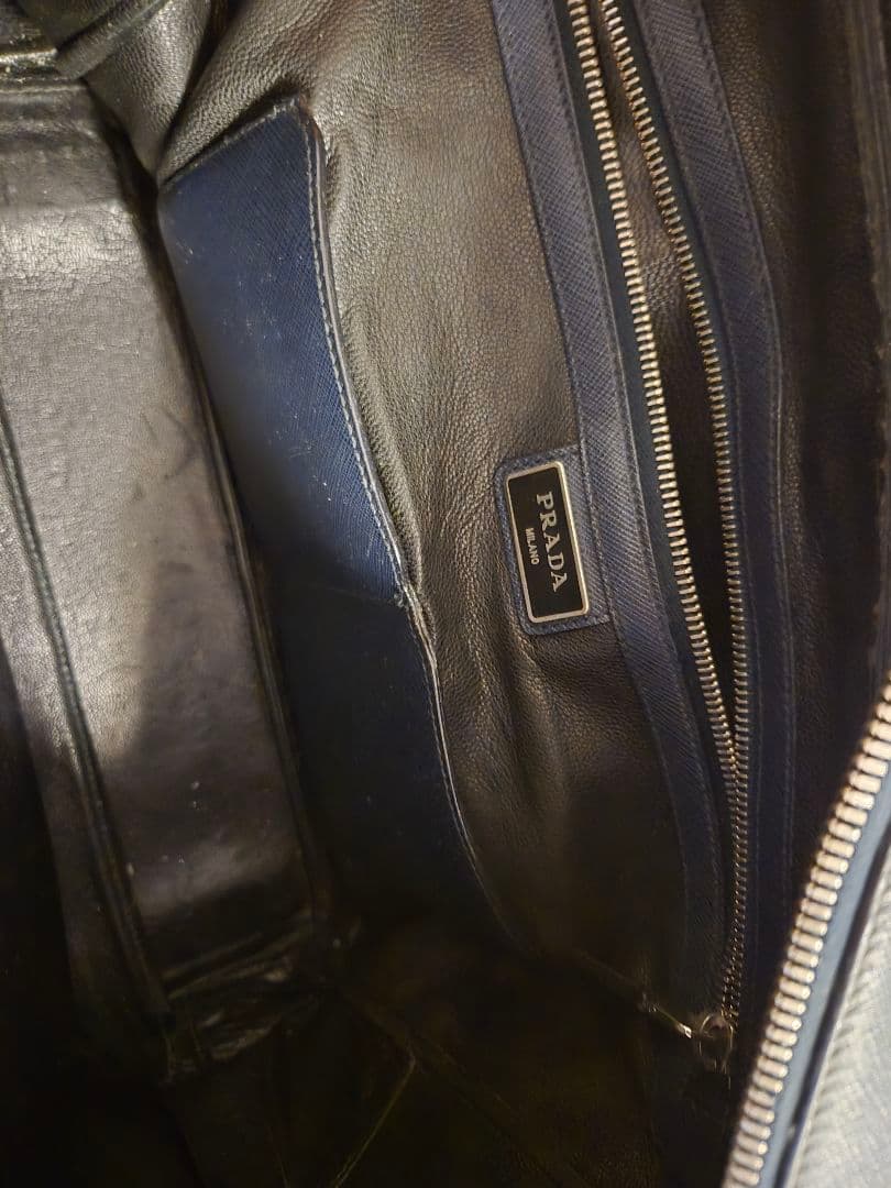 PRADA プラダ ビジネスバッグ サフィアーノレザー ネイビー 美品！！