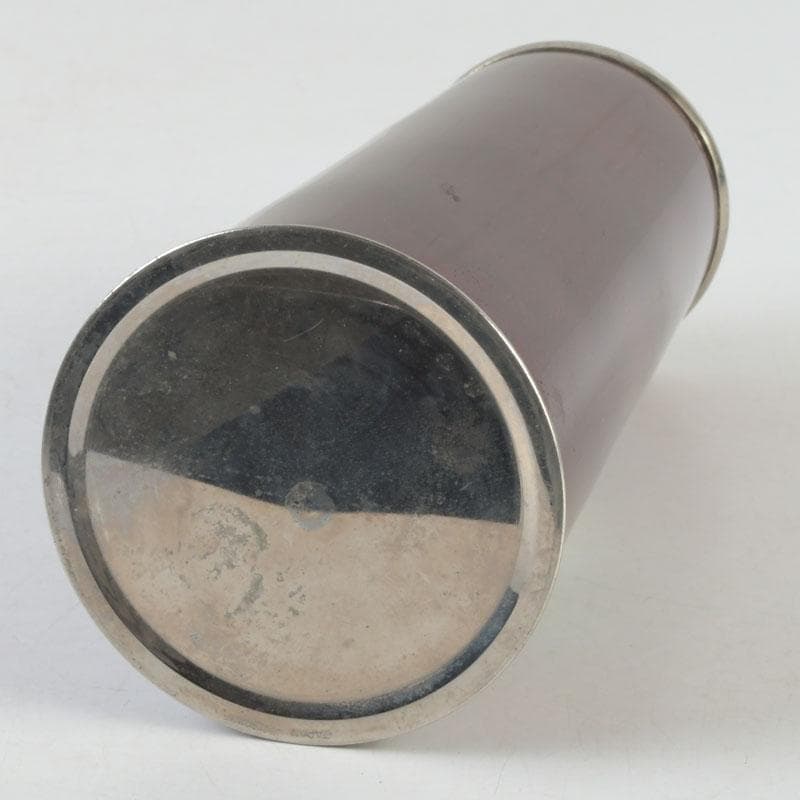 七宝焼　赤透釉　花文　花瓶　唐木台付　共箱　V　9731