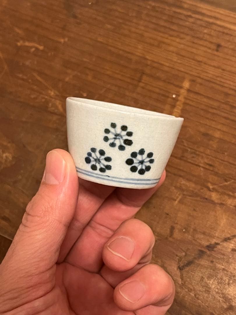 古伊万里　豆猪口　珍品　そばちょく　菊苺　蕎麦猪口　星座　薄手　民藝　くらわんか