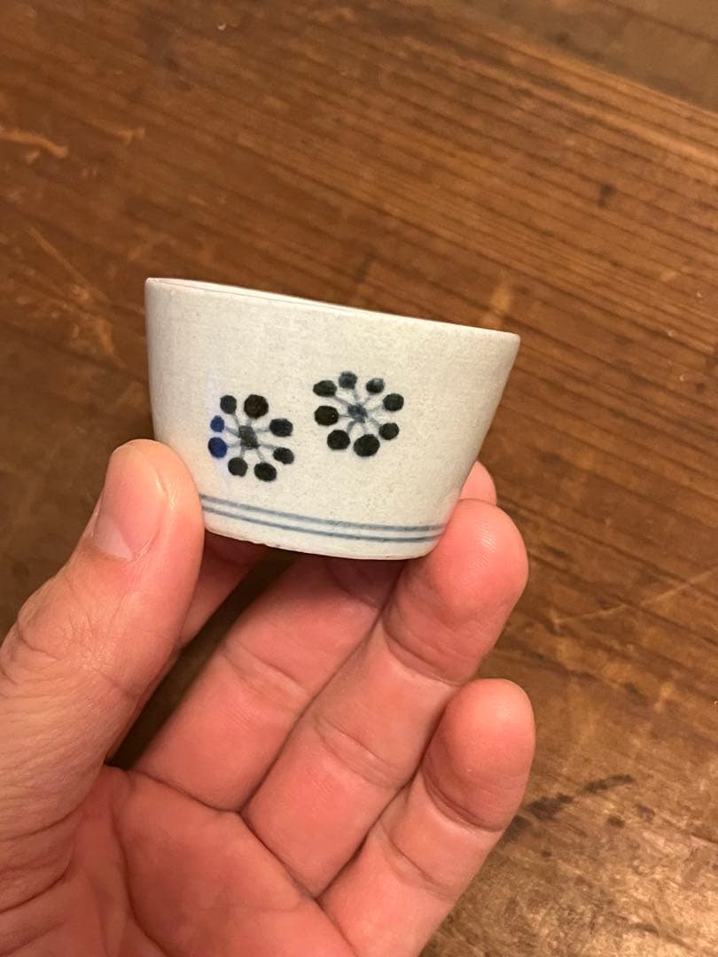 古伊万里　豆猪口　珍品　そばちょく　菊苺　蕎麦猪口　星座　薄手　民藝　くらわんか