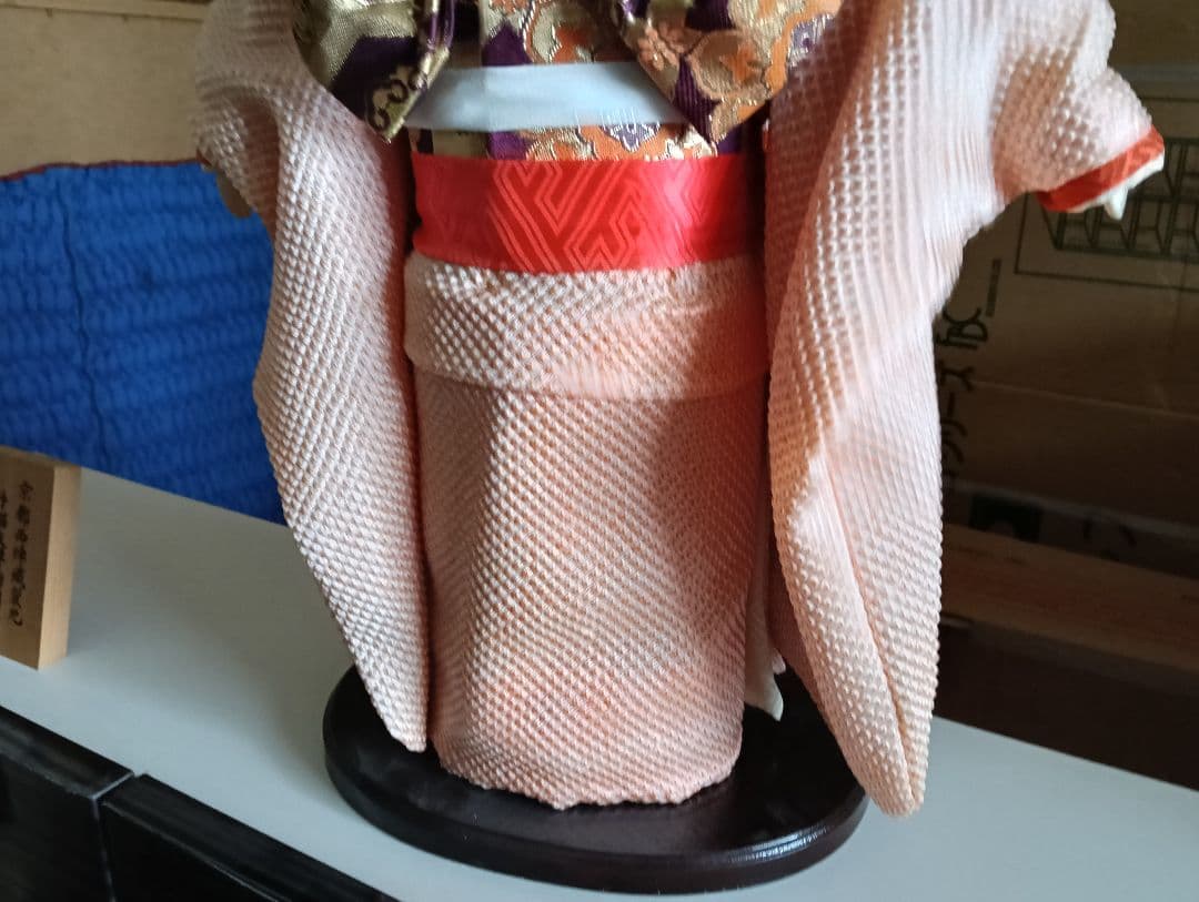 y 【レアもの】市松人形　京都西陣織裂地　吉徳大光　作