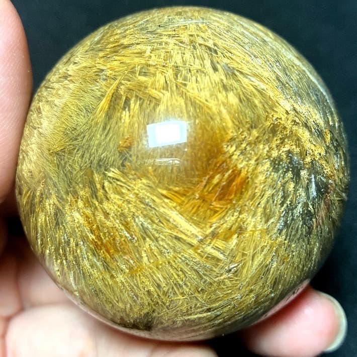 50mm ゴールドルチルクォーツ　丸玉　スフィア　金針水晶