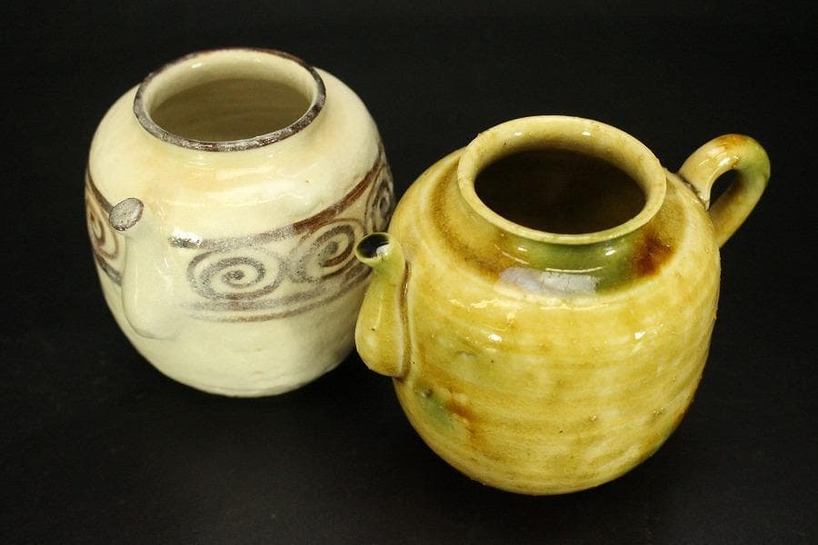 茶道具 山口錠鐡作 色変 四滴 茶入 共箱 良蓋 一個(A778)