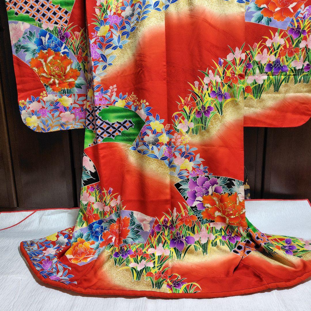 正絹　お引き摺り　お振袖　駒刺繍　暈し　美品