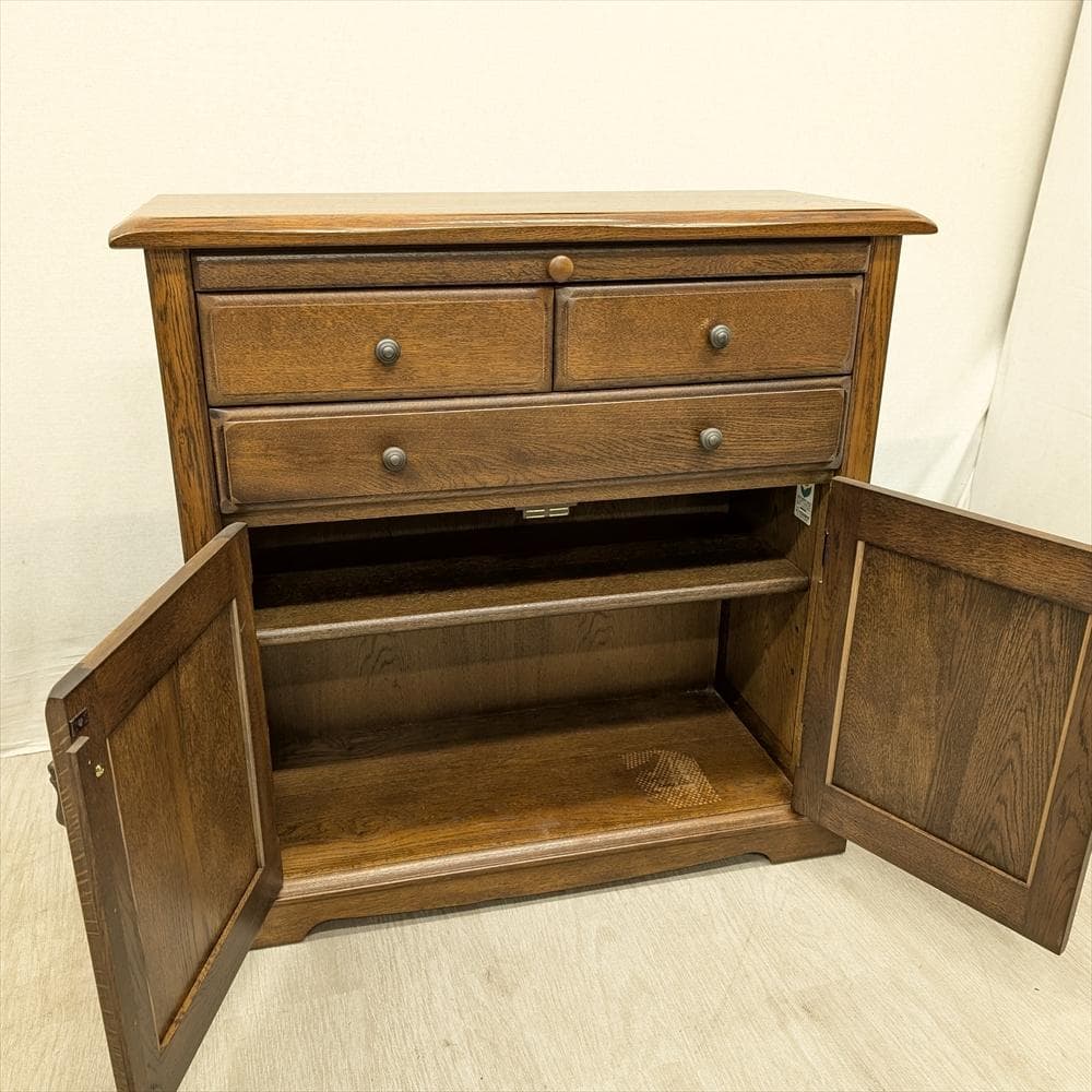 美品　えぞ民芸家具　コンソール　キャビネット　サイドボード　飾り棚　電話台　民藝