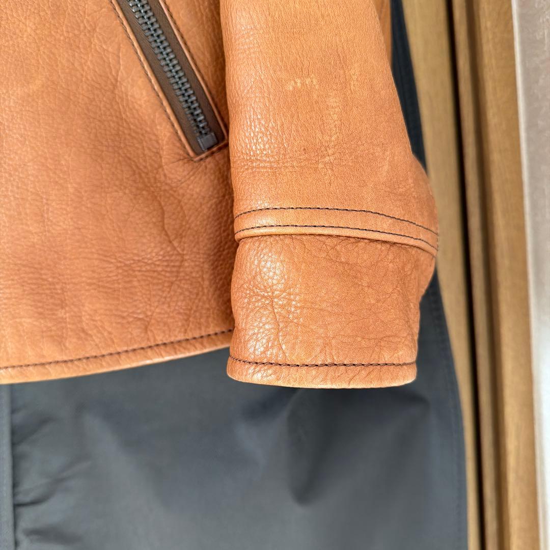 COACH ブラウン シングルライダースジャケット S 牛革