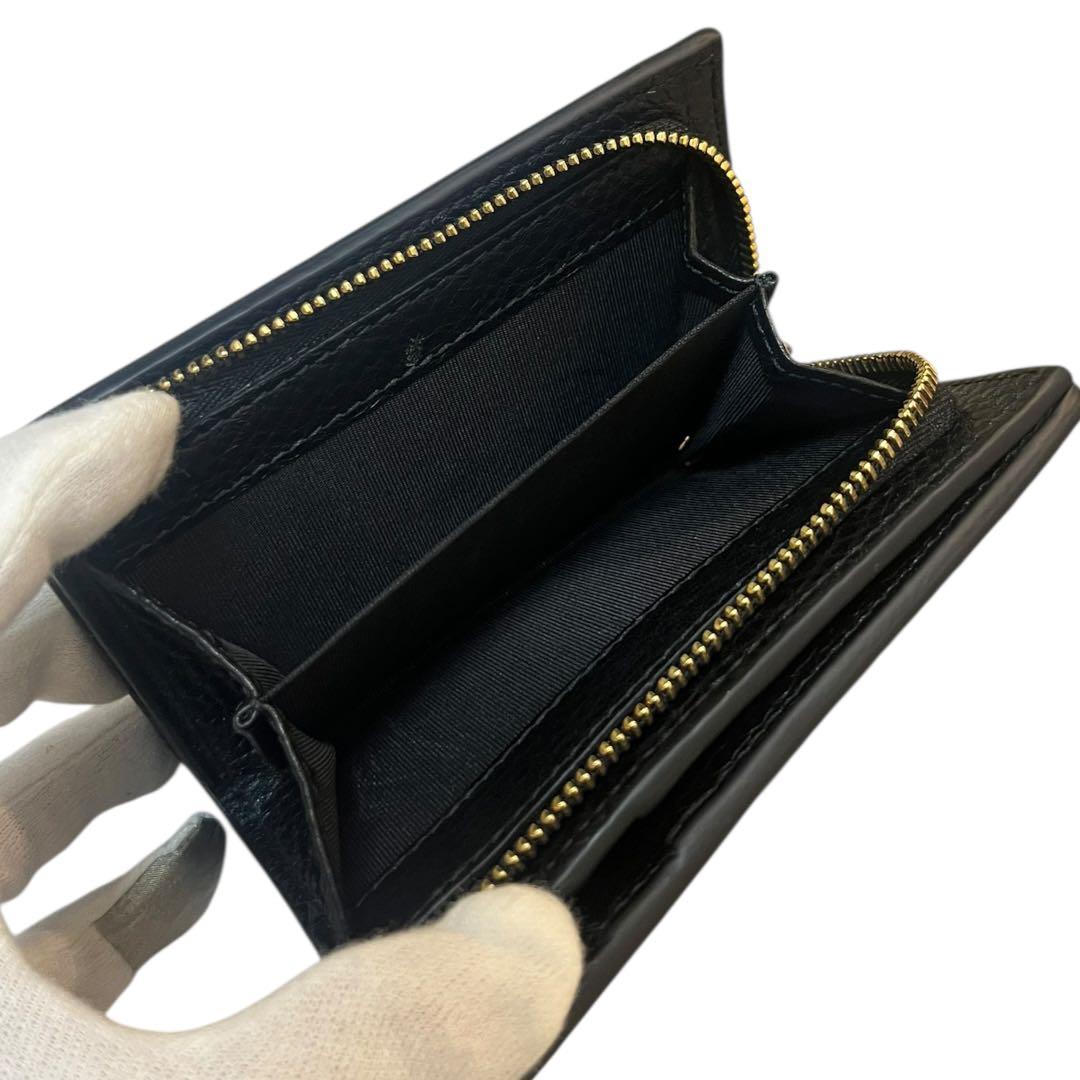 【極美品】GUCCI 2つ折り財布 GGエンブレム スモールウォレット ブラック