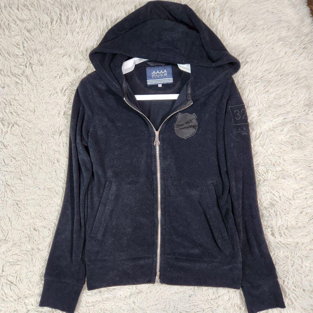 ムータマリン セットアップ ジャケット ダブルジップ ロゴ 刺繍 ベロア生地 M