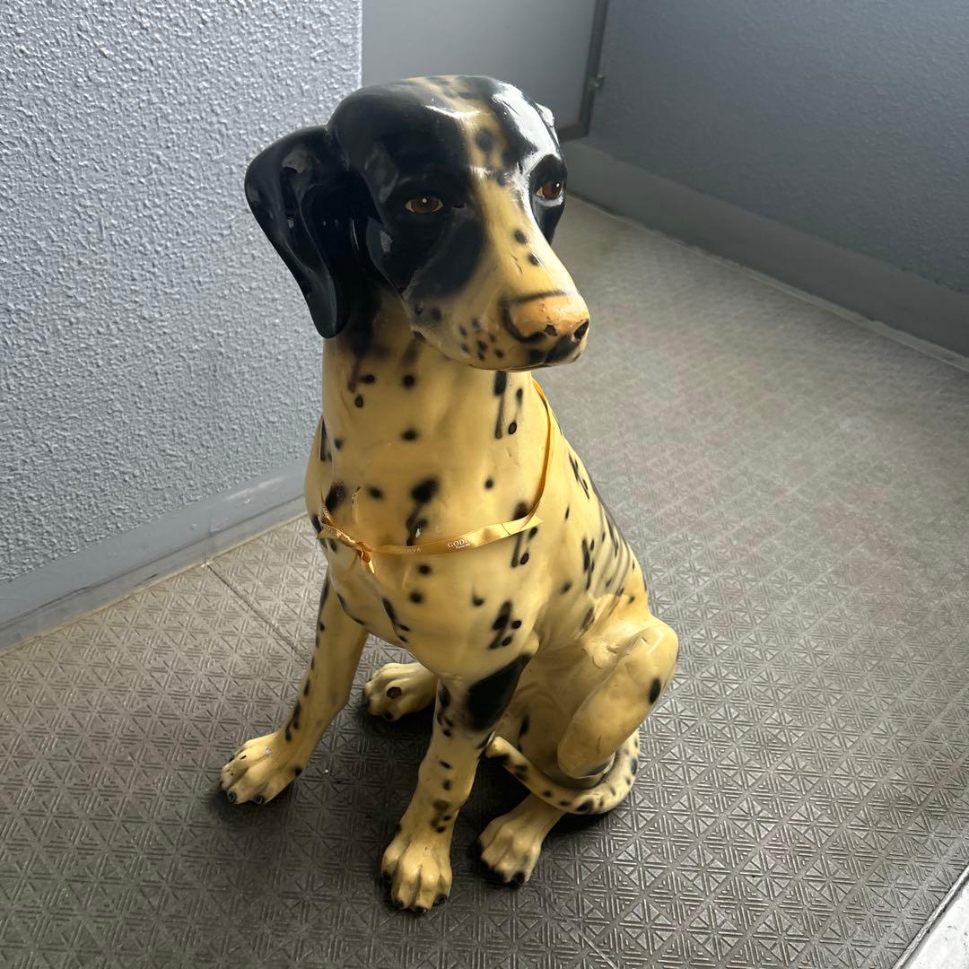 しぃーちゃんヴィンテージ犬の置物 ダルメシアンオブジェ 木製風
