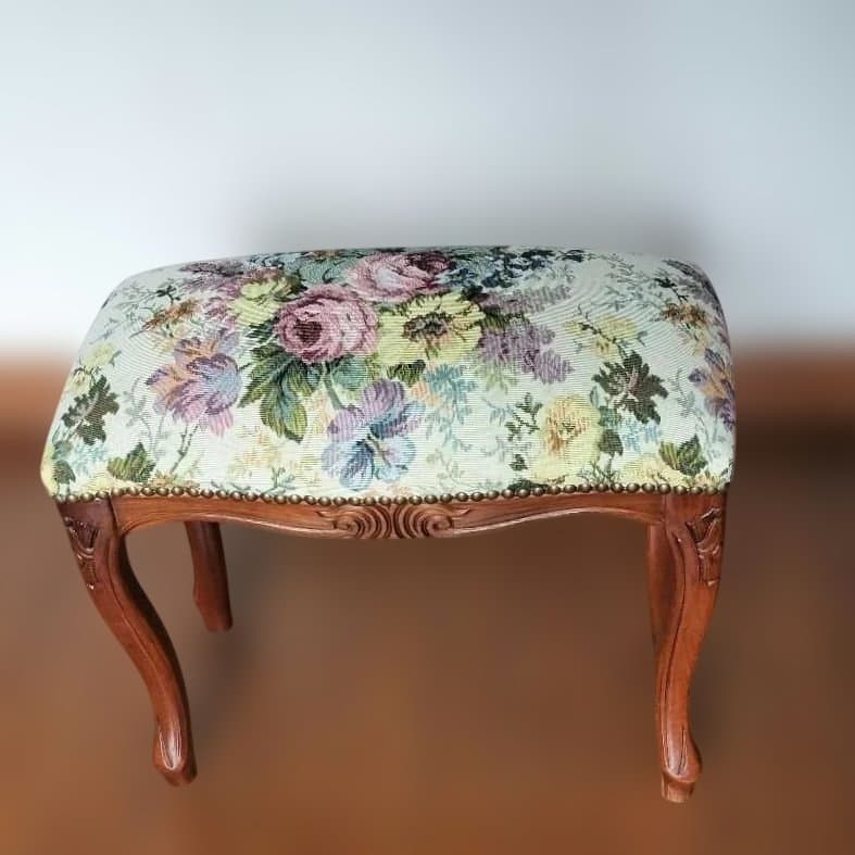 【英国製クラシック】猫脚×ゴブラン生地 スツール アンティーク