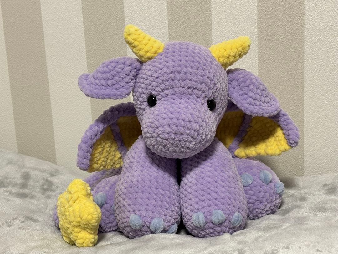 紫と黄色のドラゴンのあみくる 約55cm