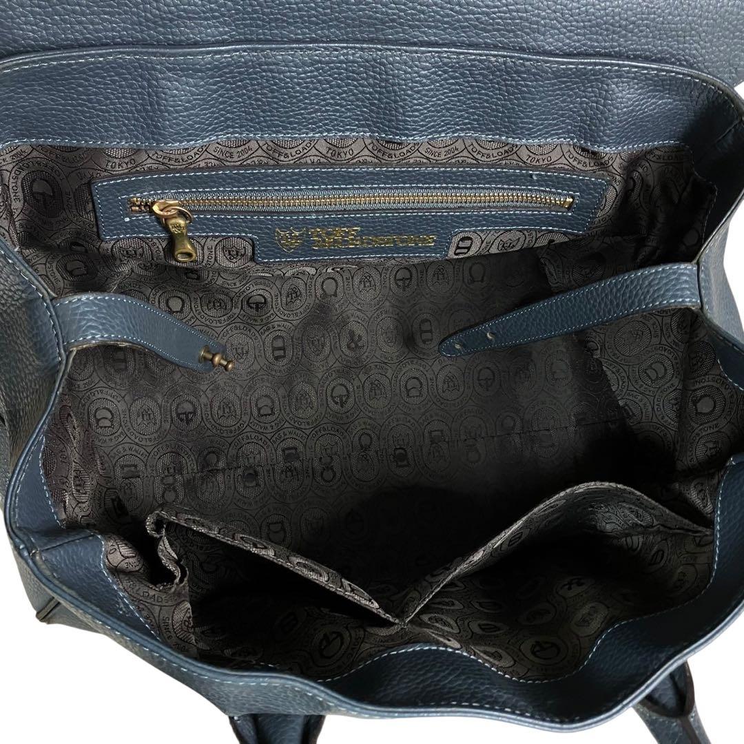 トフアンドロードストーン トートバッグ ルーフボタン レザー A4 ネイビー