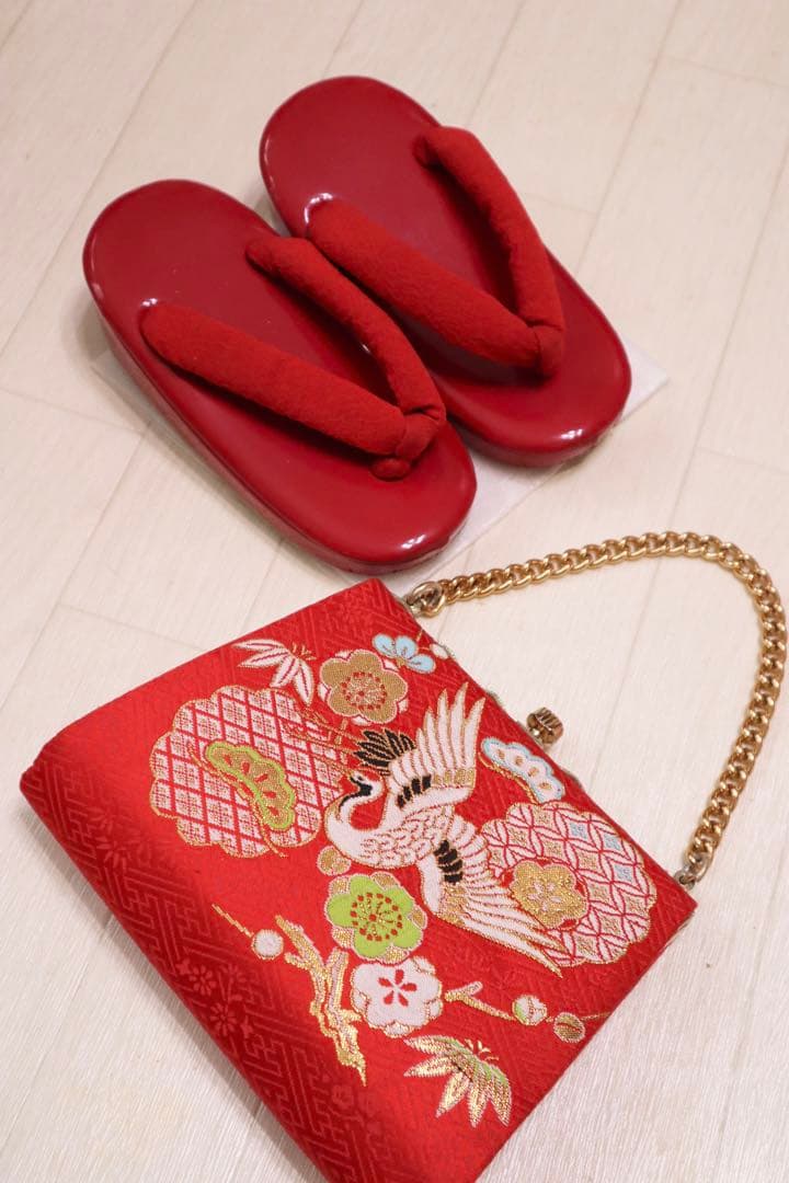 美品　正絹　総絞り　鶴　七五三　３歳　被布　セット　刺繍　産着