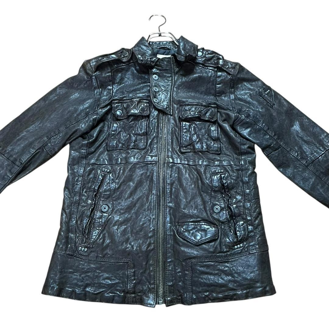 DIESEL ディーゼル レザー シングルライダース 羊革 シワ加工 S