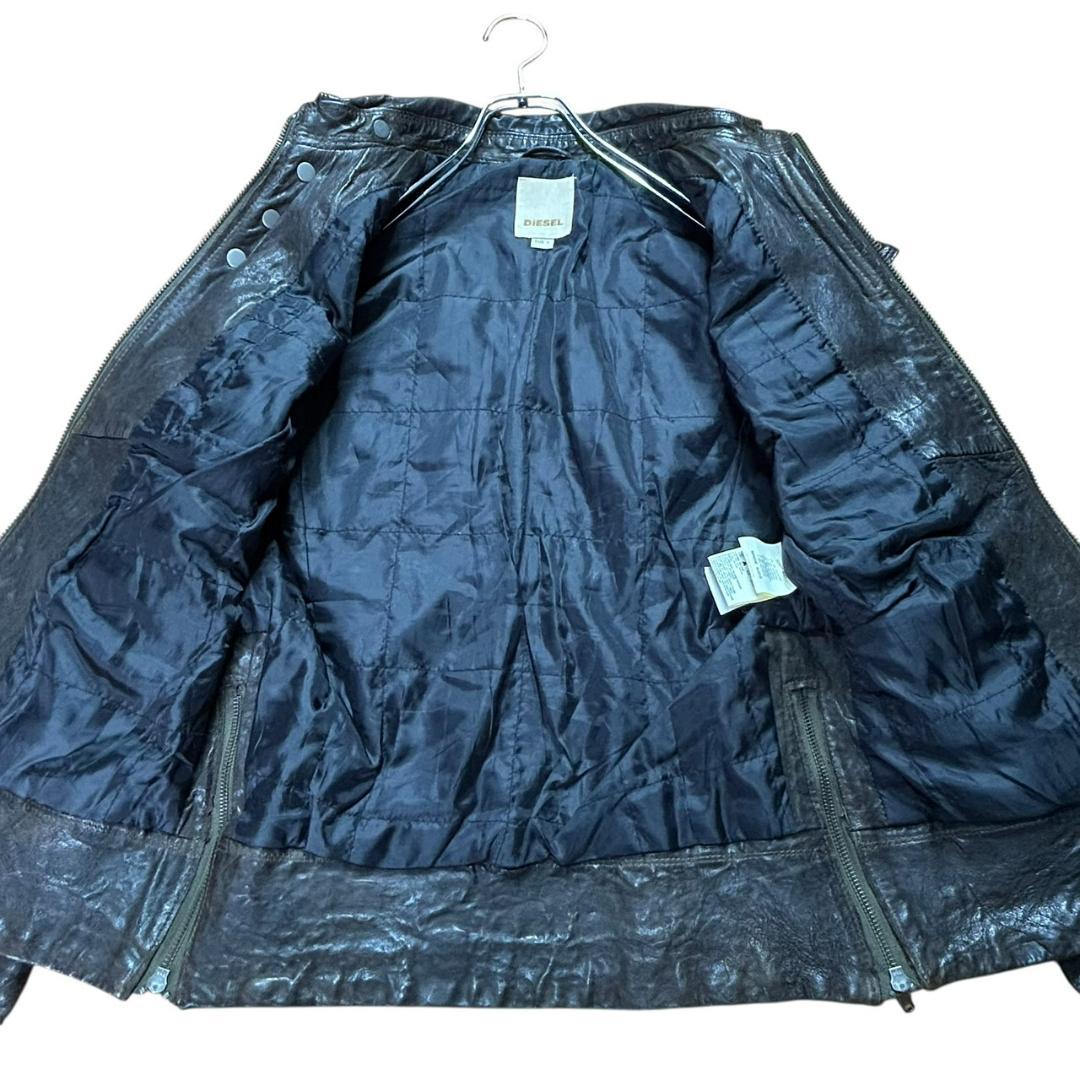 DIESEL ディーゼル レザー シングルライダース 羊革 シワ加工 S
