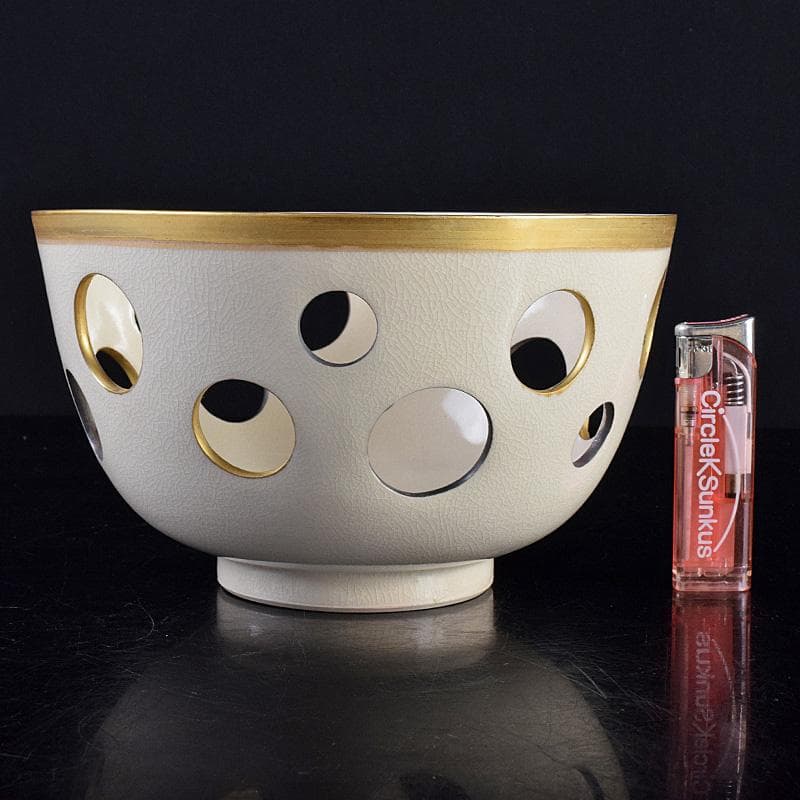 北大路魯山人作　金銀水玉透かし鉢　菓子鉢　共箱　D　R8520