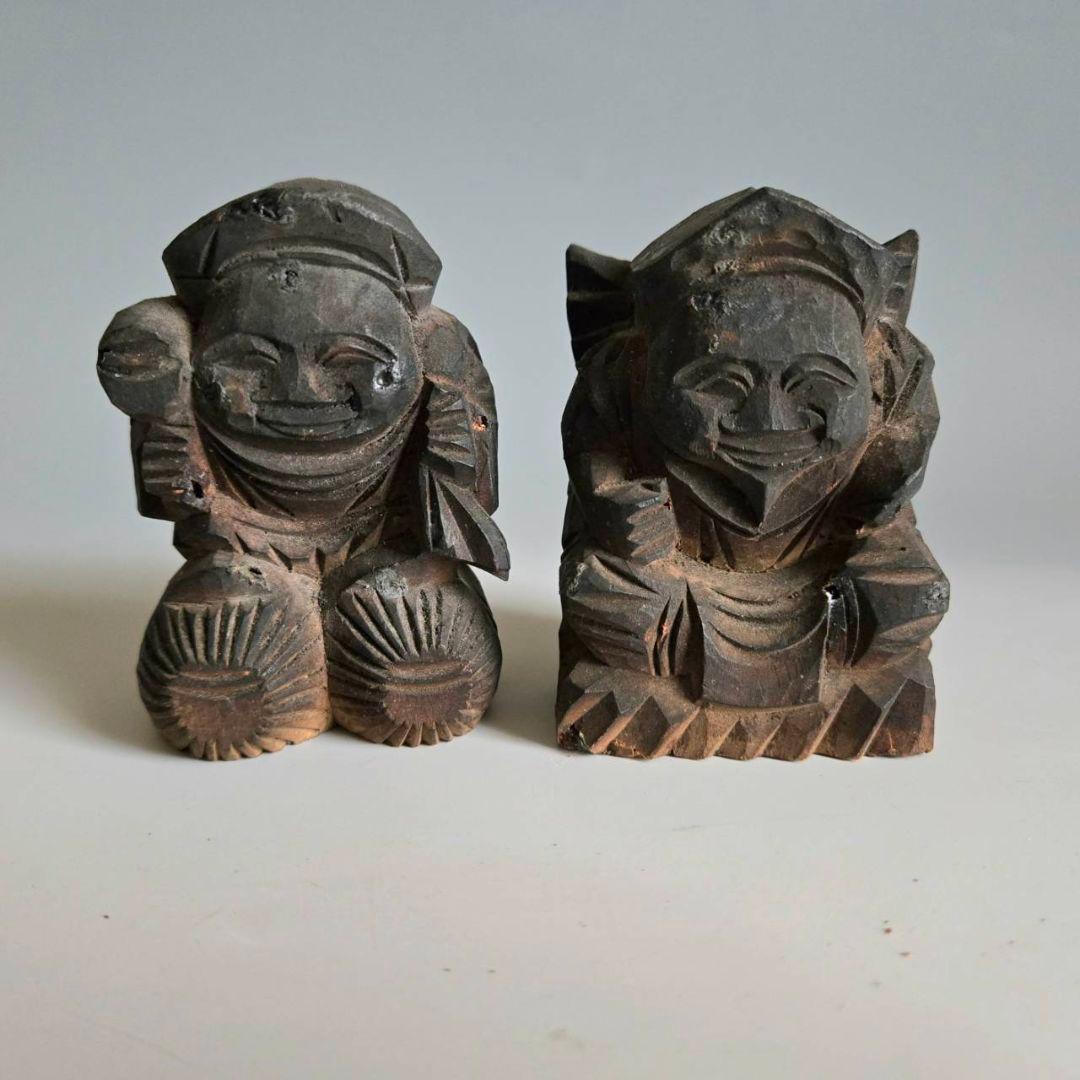 M-1248 木彫 恵比須大黒像 江戸時代 仏像