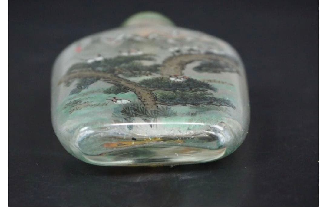 送料無料　作家サインあり　手書き鳳凰・松鶴図　内画鼻煙壺 時代物 本物保証