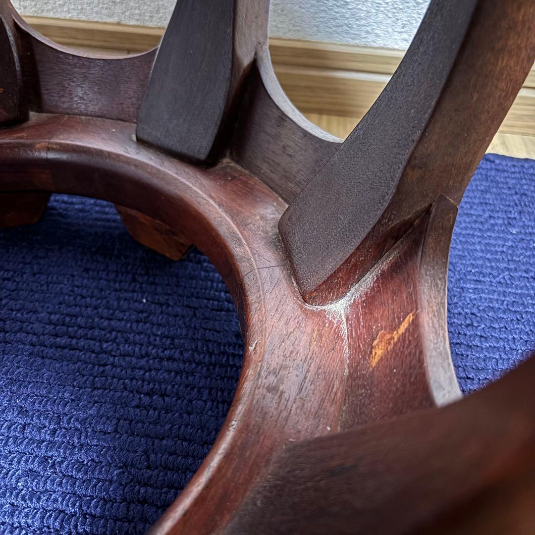 【美品】花梨 無垢 螺鈿細工 丸椅子 スツール 腰掛け 中国美術 工芸品