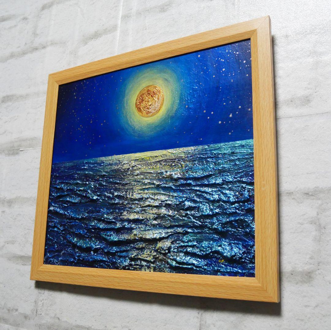 油絵 油彩 油彩画 絵 絵画【月下の海】