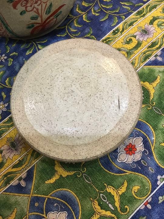 犬山焼　赤絵水指　即中斎花押　箱書