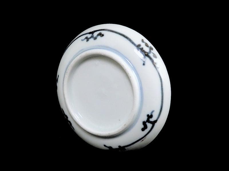 古伊万里　染付　撫子の図　豆皿　江戸期　E093AS-fbkv