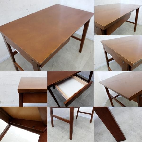 美品■カリモク60■オーク材■デスク■引出し付き■ウォールナット色■