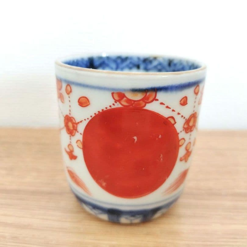 お値下げしました、2個組　古伊万里　赤玉　瓔珞文　覗