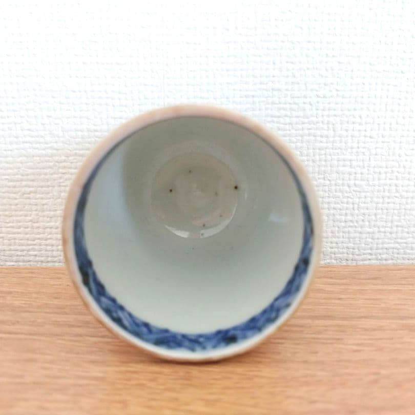 お値下げしました、2個組　古伊万里　赤玉　瓔珞文　覗