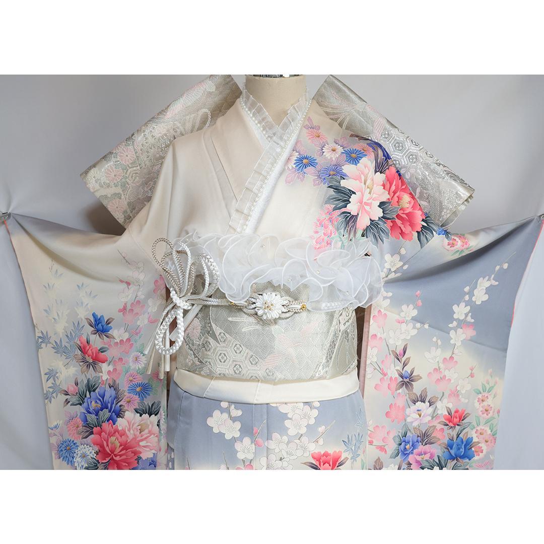 Vintage■振袖7点セット帯新品帯締め帯揚げフルセット成人式UA26