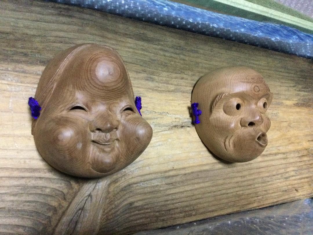 能面　日本製　木製 2点セット