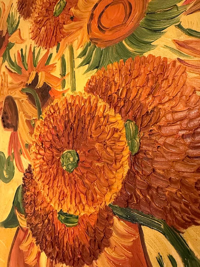 フランス購入　手書き油絵 ゴッホ ひまわり 額付 絵画 インテリア 油彩画