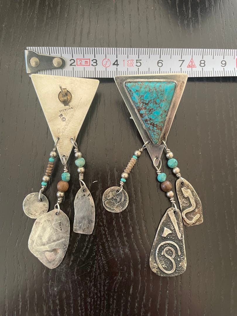 ヴィンテージ ターコイズ ピアス Silver925 アーティストサイン入り