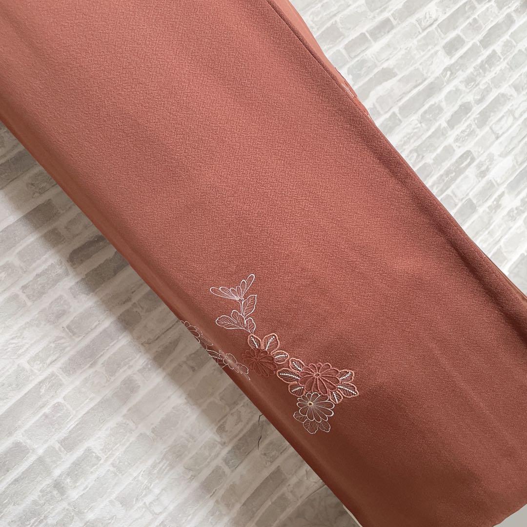 訪問着+長襦袢　フルセット　椿　相良刺繍　入学式　卒業式　着物　付け下げ　H10