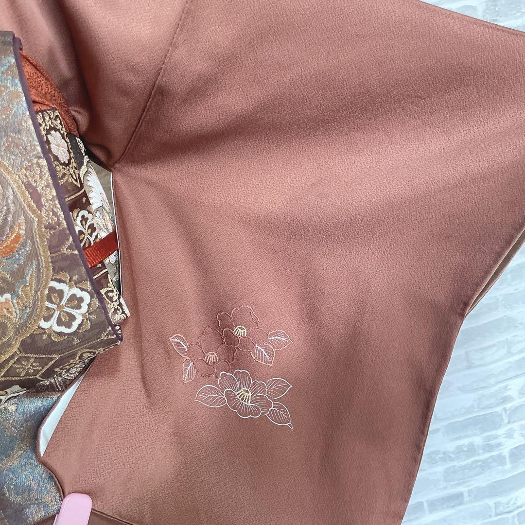 訪問着+長襦袢　フルセット　椿　相良刺繍　入学式　卒業式　着物　付け下げ　H10