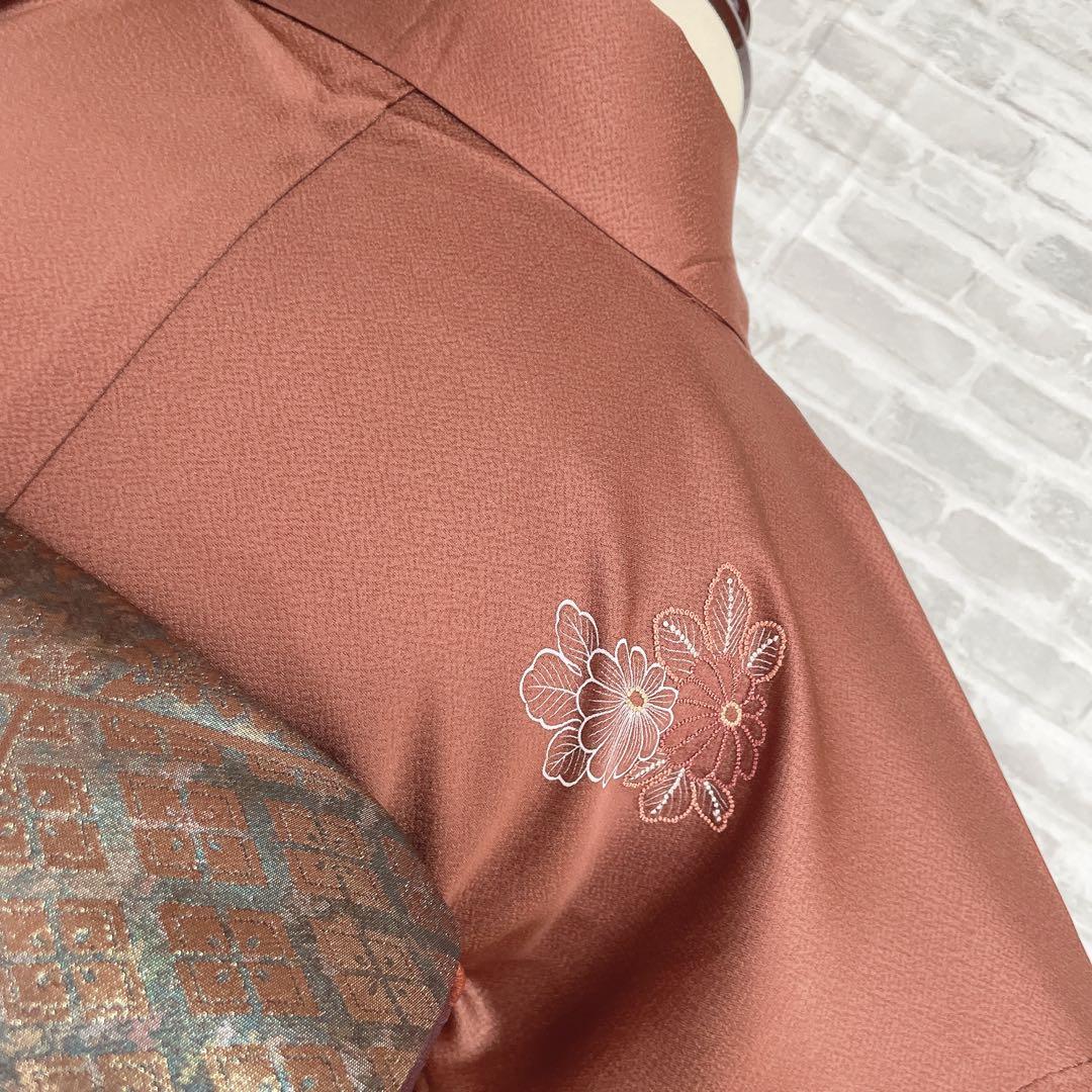 訪問着+長襦袢　フルセット　椿　相良刺繍　入学式　卒業式　着物　付け下げ　H10