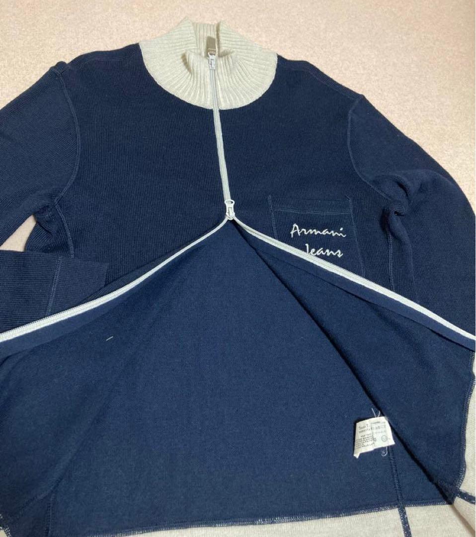 90s 美品 ARMANI JEANS ドライバーズ ニット ジャケット 刺繍