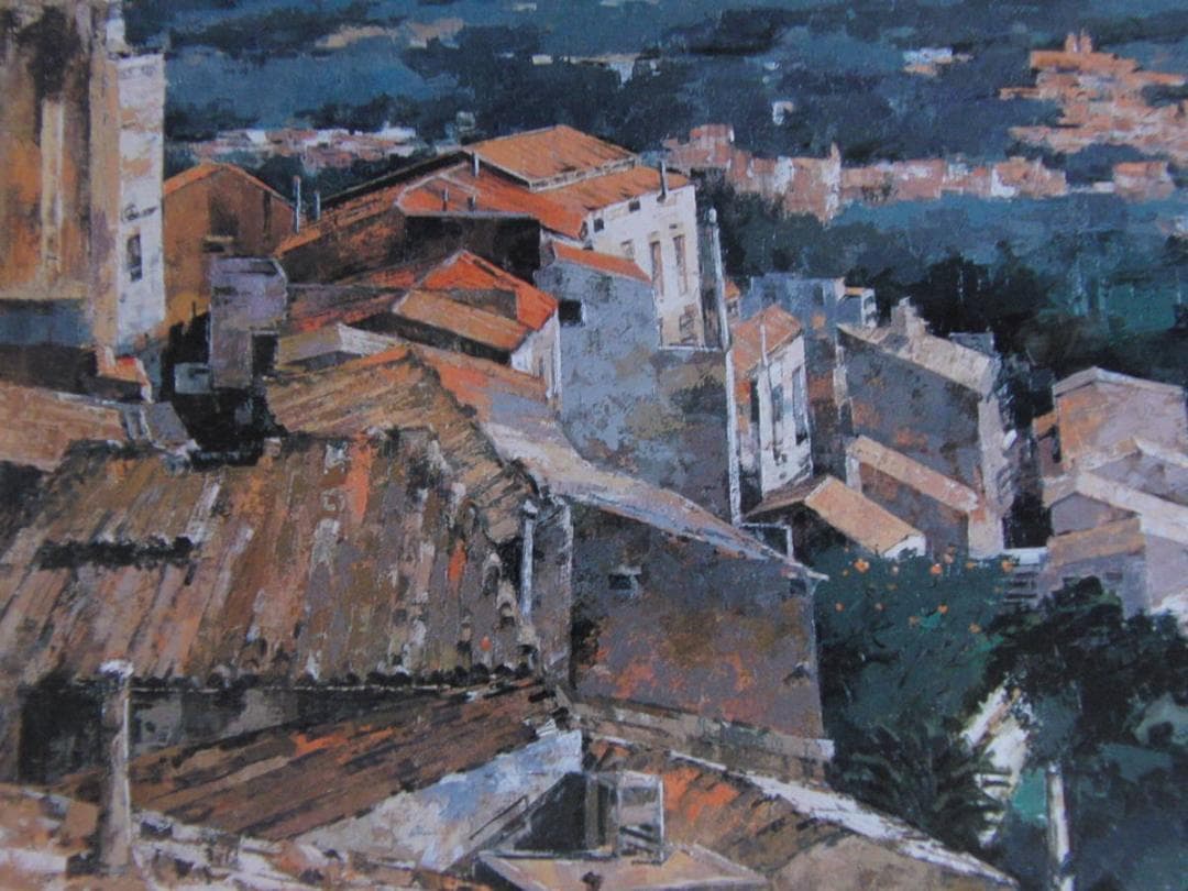 大島和芳、【イブラの丘より（シチリヤ島）】、希少な額装用画集より