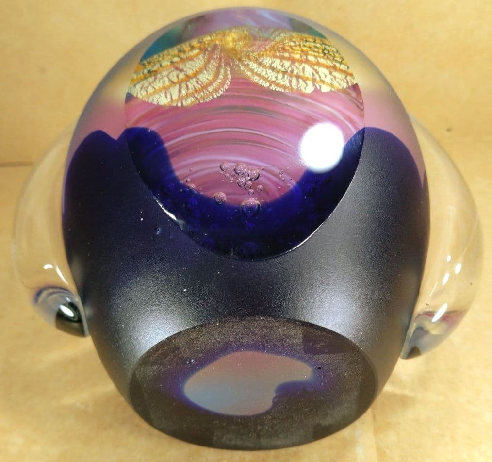 黒木国昭 手吹きガラス花器 銘:夢 共箱 栞 無傷美品 ガラス工芸