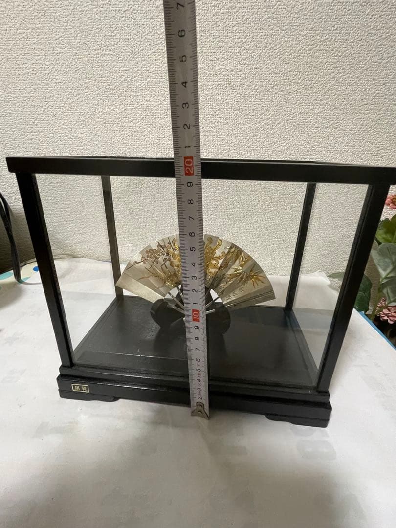 銀製　扇の置物　共箱付き　約37g