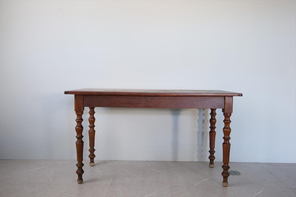 フランスアンティーク木製ダイニングテーブル/机/作業台デスク/飾り棚90-233